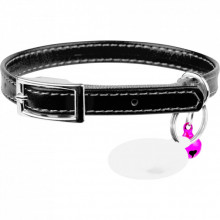 Ошейник для животных WAUDOG Glamour с QR паспортом Д 22-30 см черный (32481) (308620)