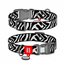 Ошейник для животных WAUDOG Nylon с QR адресником "Зебра" пластиковый фастекс L (282-0055) (313330)