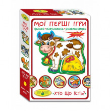 Детская настольная игра "Кто что ест?" 81138, 12 животных