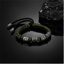 Браслет мужской из паракорда и стали VIKING с Рунами Зеленый (2217444056)