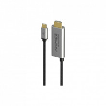 Кабель мультимедийный USB-C to HDMI M 1.8m + USB-CF grey Promate (hdmi-pd100.grey) (320140)