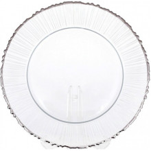 Блюдо сервірувальне прозоре зі срібною каймою 33см, підставна тарілка, скло (195940)