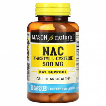 Аминокислота Mason Natural NAC N-ацетил L-цистеин, 500 мг, N-Acetyl L-Cysteine, 60 капсул (MAV-17105) (307150)