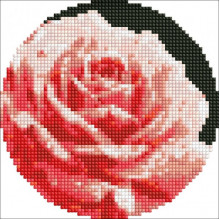 Алмазная мозаика на круглом подрамнике "Совершенная роза" AM-R7919 с АВ стразами d19см