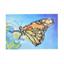 Алмазная мозаика "Бабочка на цветке" YAB28657 без подрамника, не полная выкладка 10х15 см