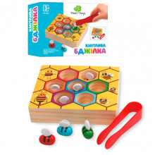 Деревянная игрушка "Сообразительная Пчелка" MD 2848 игровое поле/соты, щипцы и 7 пчелок