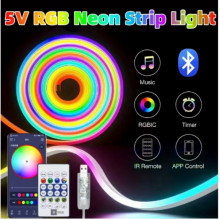 Гибкая неоновая лента RGB (10м) с Bluetooth и пультом от USB работает через приложение Led Lamp (344460)