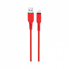 Дата кабель USB 2.0 AM to Lightning 1.0m 2.4A nylon X59 red HOCO (6931474744876) (322760)