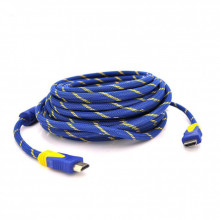 Кабель мультимедийный HDMI M to HDMI M 10.0m V1.4 blue/gold Merlion (YT-HDMI(M)/(M)NY/BL-10m) (193960)