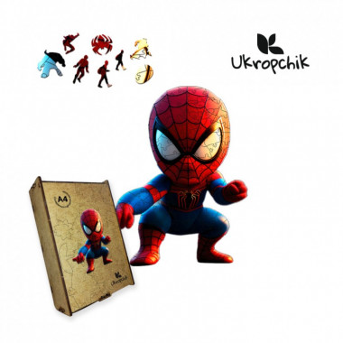 Пазл Ukropchik деревянный Супергерой Спайди size - M в коробке с набором-рамкой (Spider-Man Superhero A4) (200370)
