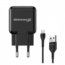 Зарядное устройство Grand-X CH-03T USB 5V 2,1A Black + cable USB -> Type C, Cu, 4A, TPE (CH-03T) (204570)