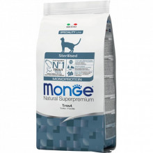 Сухой корм для кошек Monge Cat Monoprotein Sterilised с форелью 400 г (8009470005463) (323280)