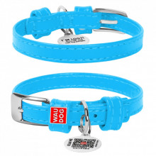 Ошейник для животных WAUDOG Glamour с QR паспортом без украшений XS Ш 9 мм голубой (32002) (309780)