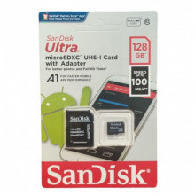 Карта памяти SanDisk Ultra microSDXC 128GB UHS-I + SD адаптер Class 10 (199890)
