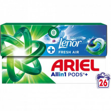 Капсулы для стирки Ariel Pods+ All-in-1 Touch of Lenor Прикосновение свежего воздуха Lenor 26 шт. (8700216766043) (320401)