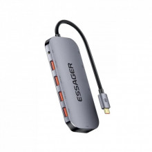 Концентратор Essager USB-C 11-in-1 USB 3.2 + USB 2.0 + HDMI + VGA + USB-C + RJ45 + SD/TF + audio (EHB11-FQ0G-Z) (321401)