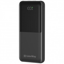Батарея универсальная ColorWay 10 000 mAh PD/22.5W, QC/3.0, LCD, Black (CW-PB100LPB3BK-PDD) (343401) Батарея универсальная ColorWay 10 000 mAh PD/22.5W, QC/3.0, LCD, Black (CW-PB100LPB3BK-PDD) (343401)