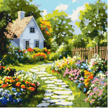 Картина по номерам "Цветы у хижины" ©art_selena_ua KHO6383, 40х40 см