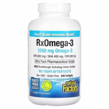 Жирные кислоты Natural Factors Омега-3, 1260 мг, RxOmega-3, 240 гелевых капсул (NFS-35491) (308701)