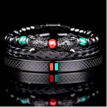 Браслет мужской стальной IMPERIAL BLACK из нержавеющей медицинской стали черный комплект (2394720563)