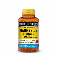 Минералы Mason Natural Магний цитрат, 250 мг, Magnesium Citrate, 60 гелевых капсул (MAV18615) (309321)