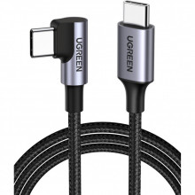 Дата кабель USB-C to USB-C 0.5m 3A 60W 90° corner US255 black/gray Ugreen (50122) (324821)