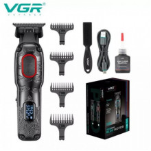 Триммер аккумуляторный VGR V-254, 4 насадки, 7000 RPM, 2000 mAh, LED дисплей Красный (342231)