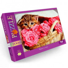 Пазл "Котик в розах" Danko Toys C2000-01-05, 2000 эл.