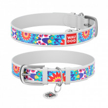 Ошейник для животных WAUDOG Design с QR паспортом "Цветы" XS Ш 12 мм Д 21-29 см белый (376015) (311241)