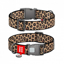 Ошейник для животных WAUDOG Nylon с QR адресником "Леопард" пластиковый фастекс XXL (284-4066) (313351)