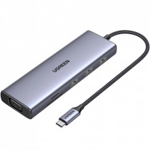 Концентратор Ugreen USB3.1 Type-C to HDMI/VGA/USB 3.0х3/RJ45/SD/TF/PD/35мм TRRS 100W 10-in-1 (15601) (249261) Концентратор Ugreen USB3.1 Type-C to HDMI/VGA/USB 3.0х3/RJ45/SD/TF/PD/35мм TRRS 100W 10-in-1 (15601) (249261)