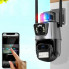 Уличная охранная WIFI камера видеонаблюдения Dual Lens Поворотная камера наблюдения с сиреной (202561)