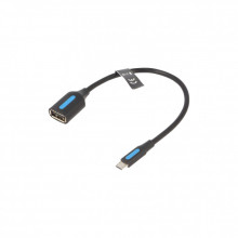 Переходник USB 2.0 Micro BM to USB AF (OTG) 0.15m Black PVC Vention (CCUBB) (345281)