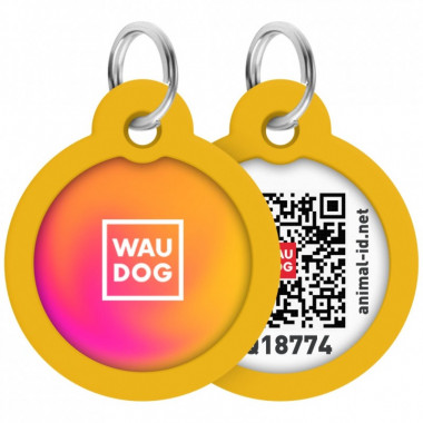Адресник для животных WAUDOG Smart ID с QR паспортом "Градиент оранжевый", круг 30 мм (230-4035) (310791)