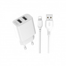 Зарядное устройство XO L109 12W (2USB/2.4A) + USB - Lightning White (XO-L109-L) (261002)