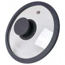 Кришка скляна Fissman ARCADES Ø26см з силіконовим ободом (темно-сірий мармур) (177302)