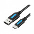 Дата кабель USB 2.0 AM to USB-C 1.5m 3A black Vention (COKBG) (344302)
