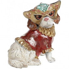 Декоративна статуетка "Собачка на маскараді" 14.5х12х17.5см, в червоному костюмі (189402)