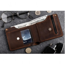 Мужской кожаный кошелек с монетницей на молнии Hudson BRWN коричневый с отделением для карт (1086031705)