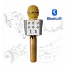 Микрофон-караоке беспроводной WSTER WS1688 Bluetooth FM Радио и искажение голоса Золотой (240402)
