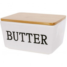 Маслянка (сирниця) керамічна Merceyl "Butter" 14х10см з дерев'яною кришкою (243402)