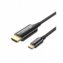 Кабель мультимедийный USB-C 3.1 to HDMI 1.8m 8K 60 Гц Zinc Alloy TPE Black Vention (CRCBAC) (248402)
