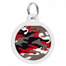 Адресник для животных WAUDOG Smart ID с QR паспортом "Камо серый", круг 25 мм (0625-0215) (310402)