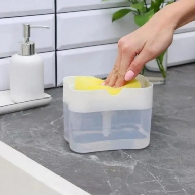 Диспенсер для моющего средства с подставкой для губки Soap Pump & Sponge Caddy Белый (251602)