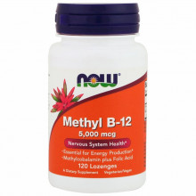 Витамин Now Foods Витамин B-12, Methyl B-12, 5000 мкг, 120 леденцов (NOW-00493) (302602)