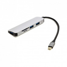 Концентратор USB Type-C to 3*USB 3.0 Ports + TF/SD Card Reader PowerPlant (CA912100) (320902)
