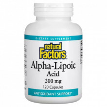 Витаминно-минеральный комплекс Natural Factors Альфа-липоевая кислота, 200 мг, Alpha-Lipoic Acid, 120 капсул (NFS-02099) (308312)