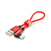 Дата кабель USB 2.0 AM to USB-C 0.2m 2.4A red VEGGIEG (YT-UT-20R) (323312)