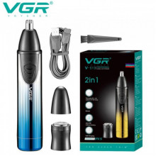 Триммер 2 в 1 VGR V-619 BLUE, 2 насадки - триммер для носа, шейвер Синий (257412)