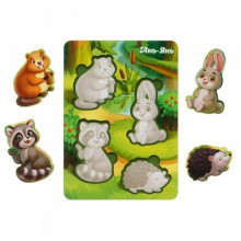 Деревянный пазл "Лесные животные-1" Ubumblebees (ПСФ057) PSF057 фон с подсказкой